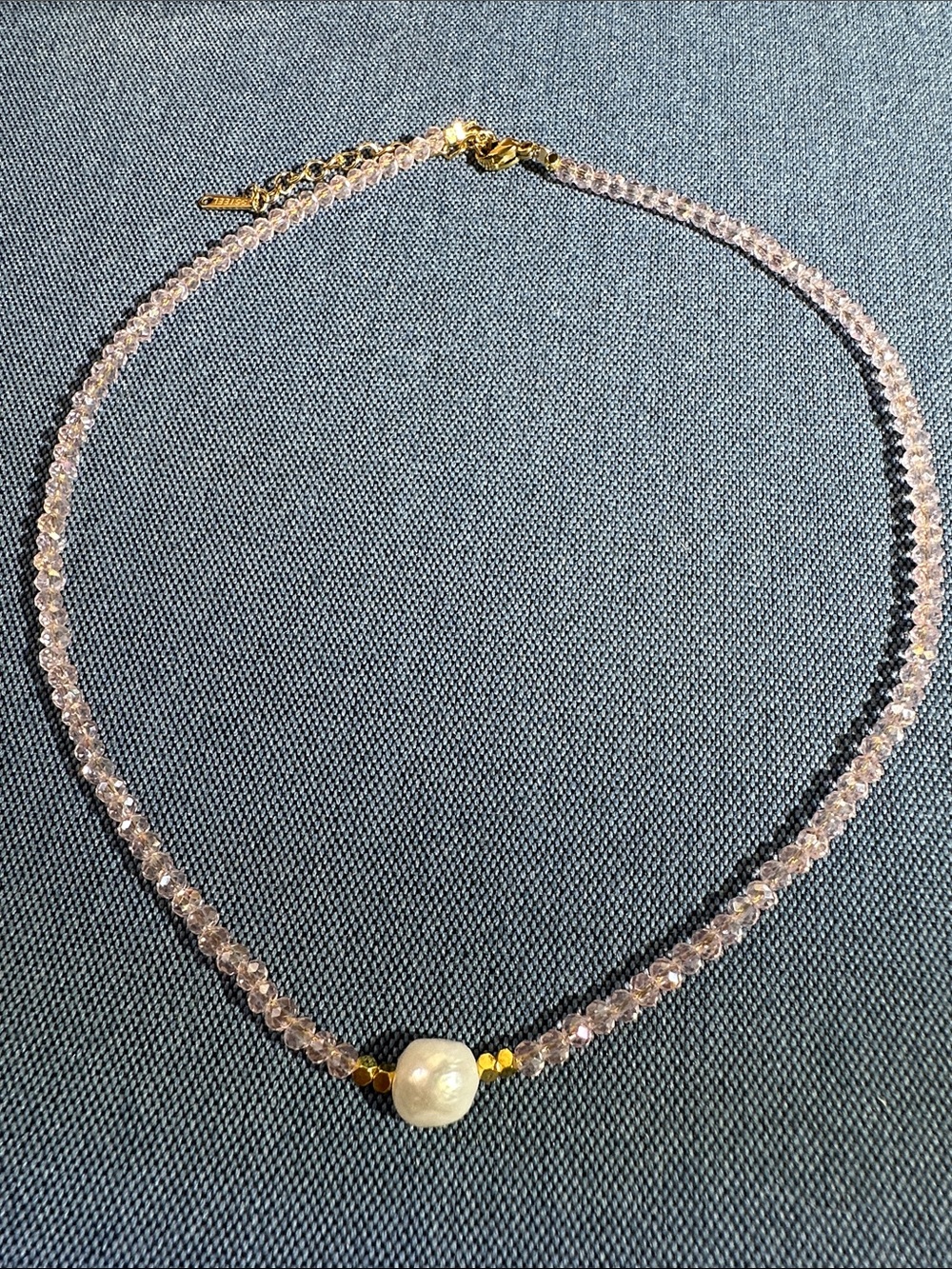crystal freshwater pearl necklace 18”adjustable